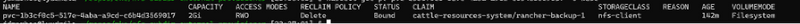 kubectl output of persistentvolume status