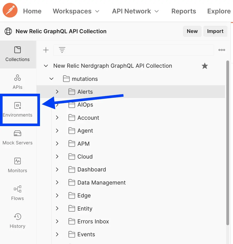 postman navigation menu