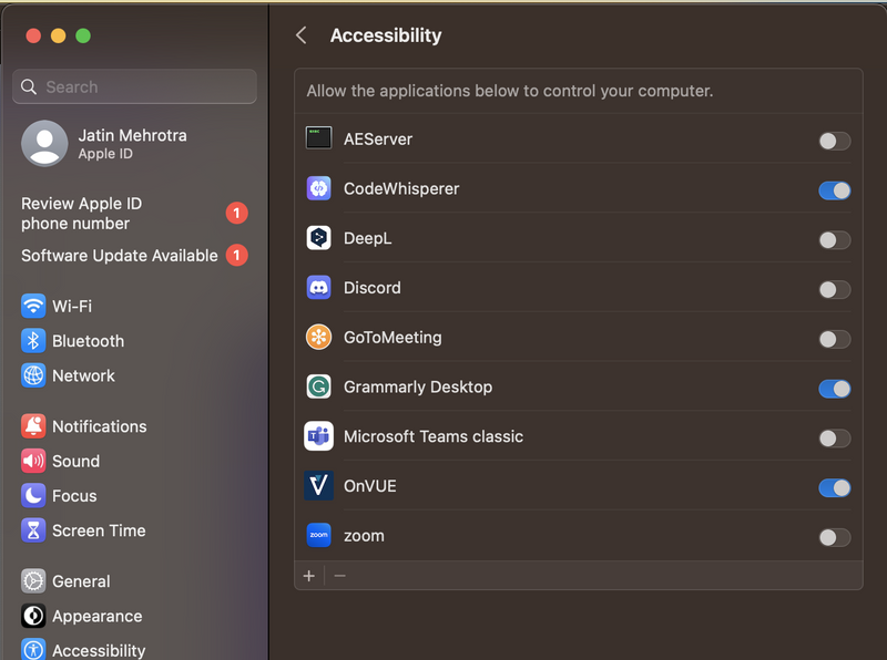 Enable accessibility toggle