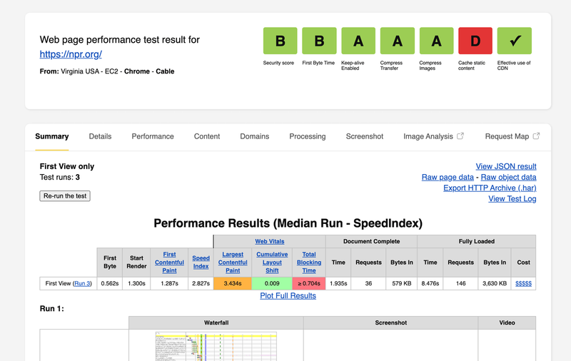 WebPageTest Result