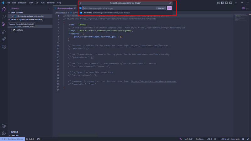 Dev Container Setup for Hugo