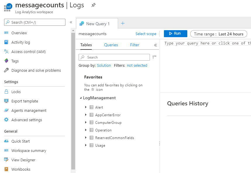 Default tables of Workspace