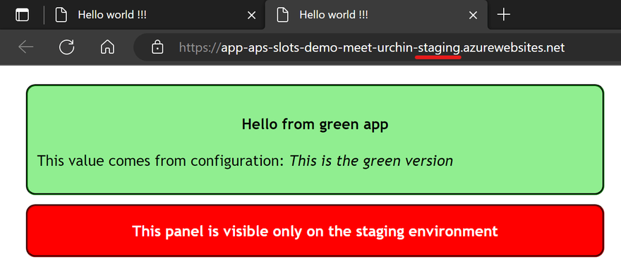 The green app in staging