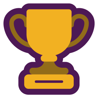 Ops Champion badge of purple and gold trophy