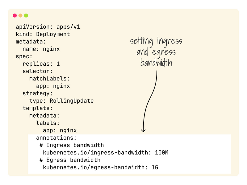 Annotating resources with ingress and egress bandwidth constraints