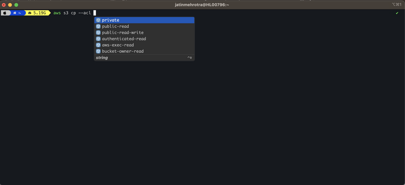 aws command completion