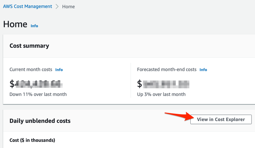 View in Cost Explorer Button