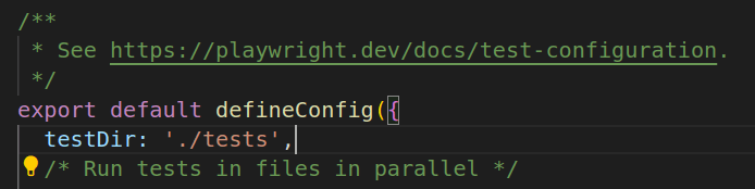 Playwright config for tests directory