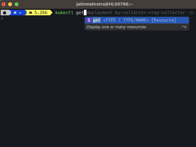 Kubectl command completion