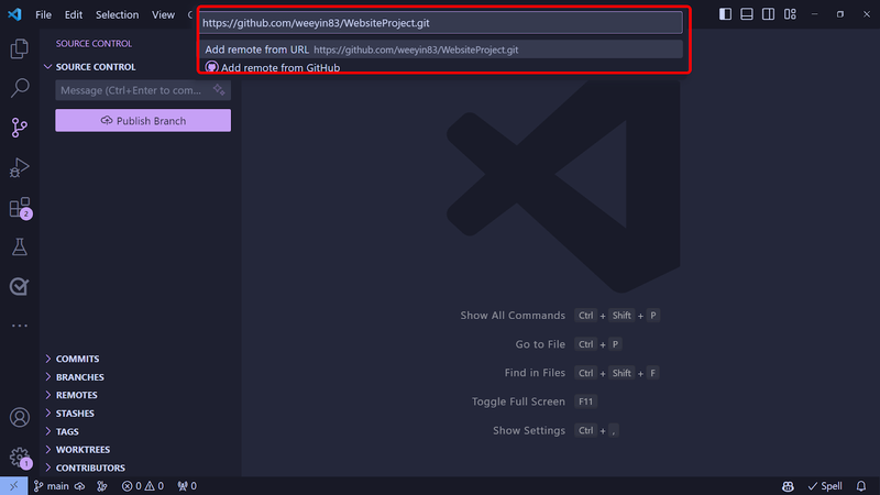 How to push code from VS Code to GitHub