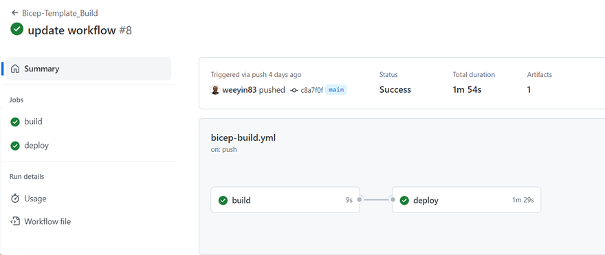 Completed GitHub workflow