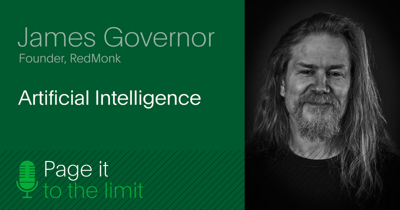 Promo banner for episode "Artificial Intelligence" with guest James Governor of RedMonk.