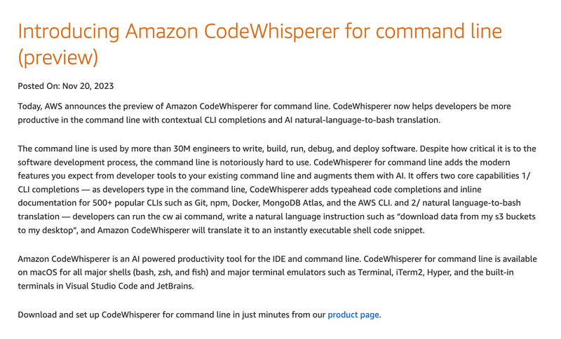 AWS annoucement