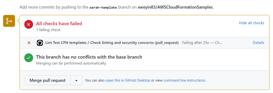 GitHub Action Pull Request failure