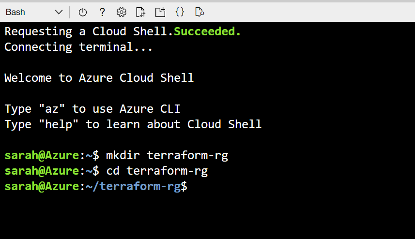 Creating directories with Azure Cloud Shell