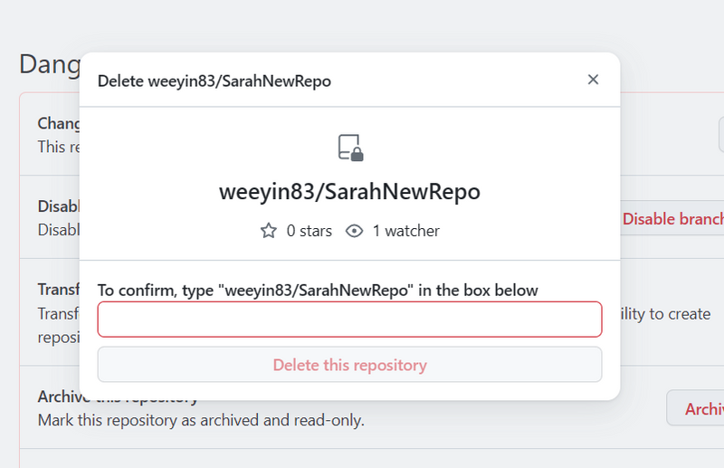 GitHub delete repository