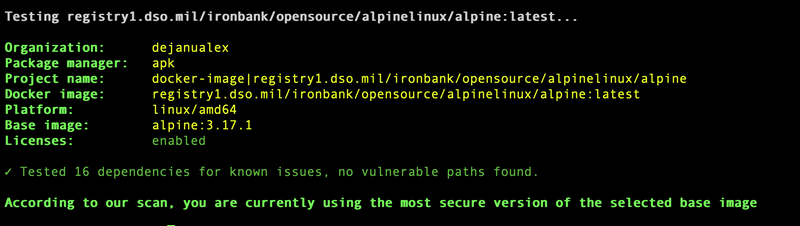 IronBank alpine image