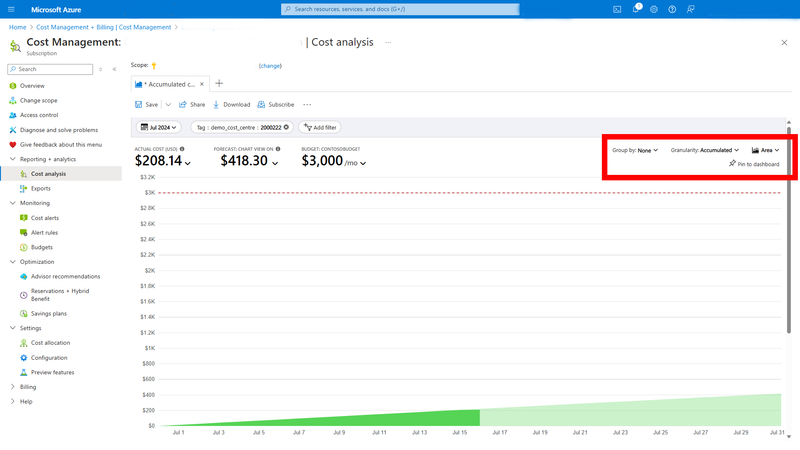 Filter Azure costs by Tags